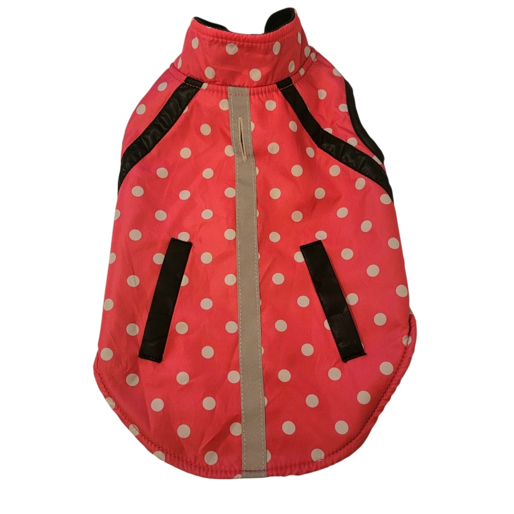 💗 Pink Polka Dot Dog Reflective Coat Size Small